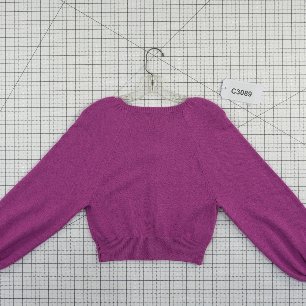 Ann Taylor Cardigan Sweater Women's Size Small Purple Pink‎ Cropped Puff Sleeve - Picture 7 of 7